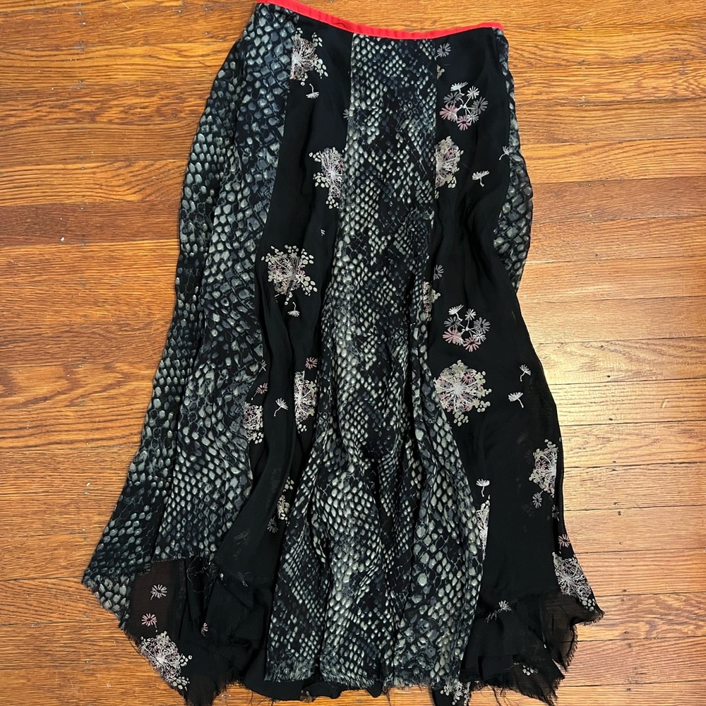 Free People Black and Red Floral Maxi Skirt
